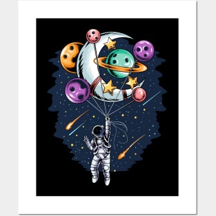 Astronaut Grab All Planets Posters and Art